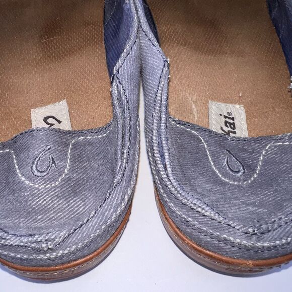 OLUKAI Puhalu Canvas Vintage Indigo Tan Size 10.5 - Picture 6 of 7